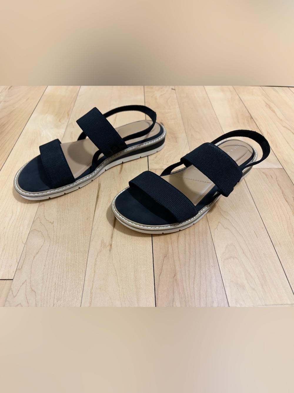 Kelly & Katie Black Double-Strap Slingback Sandals